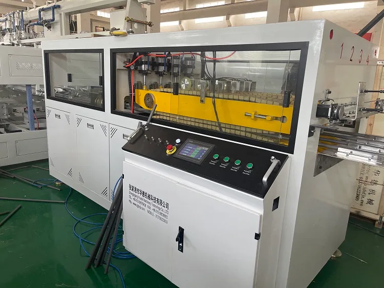 Four station haul off and cutter machine for PVC conduit pipe production