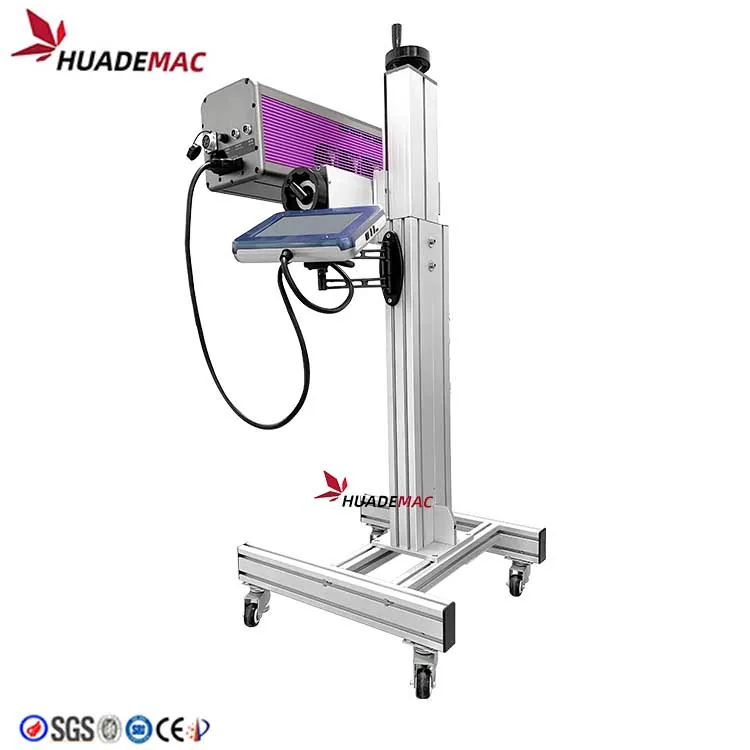 Fiber laser printer product configuration with marking head and lifting column