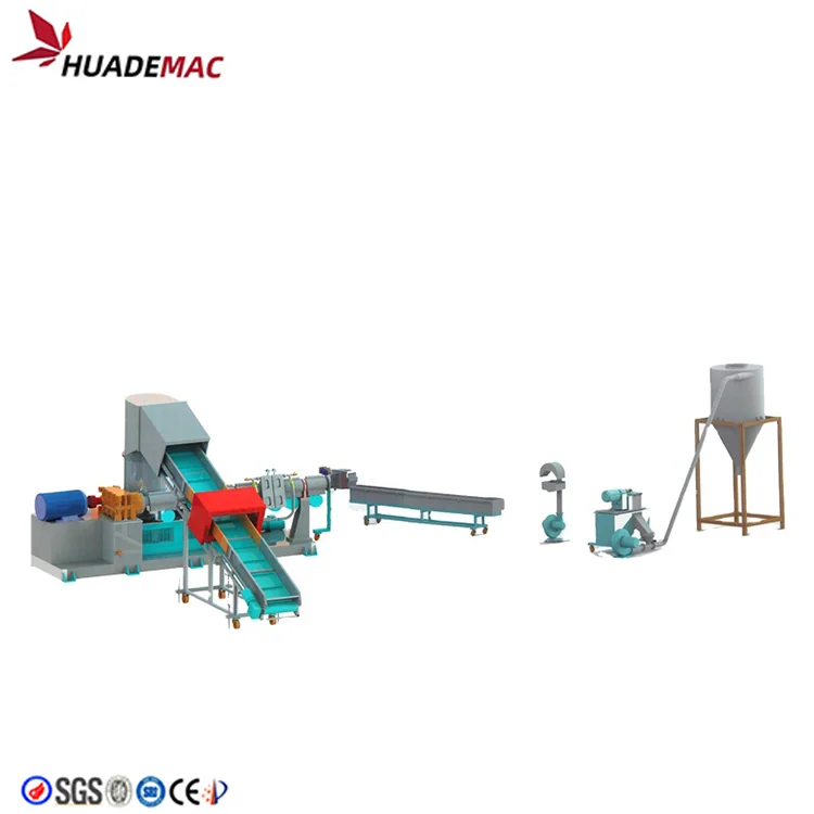 PE PP recycling pelletizing line process from feeding and extrusion to pellet cutting and silo