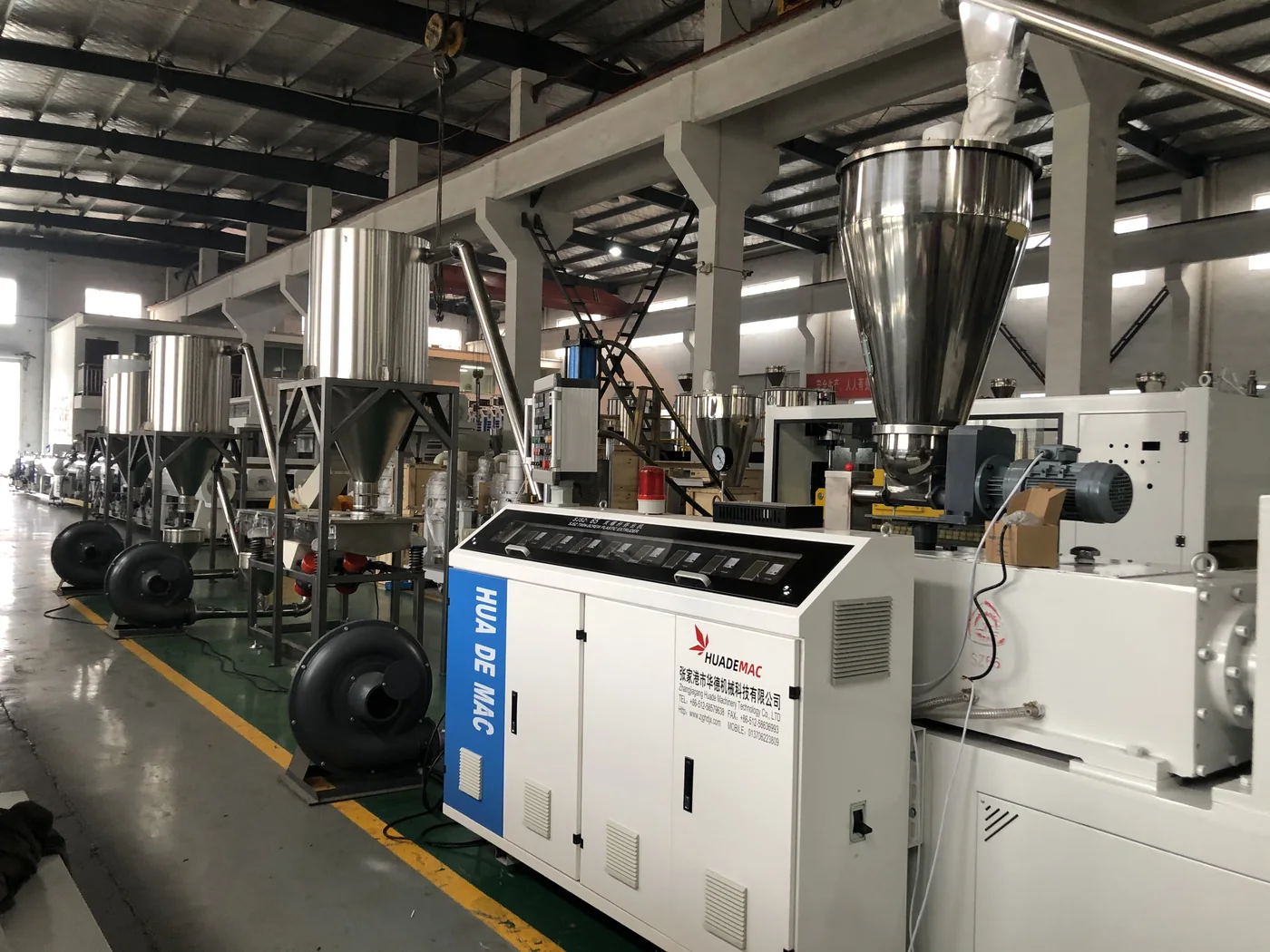 Complete PVC compound pelletizing line process from extruder to air conveying and storage silo