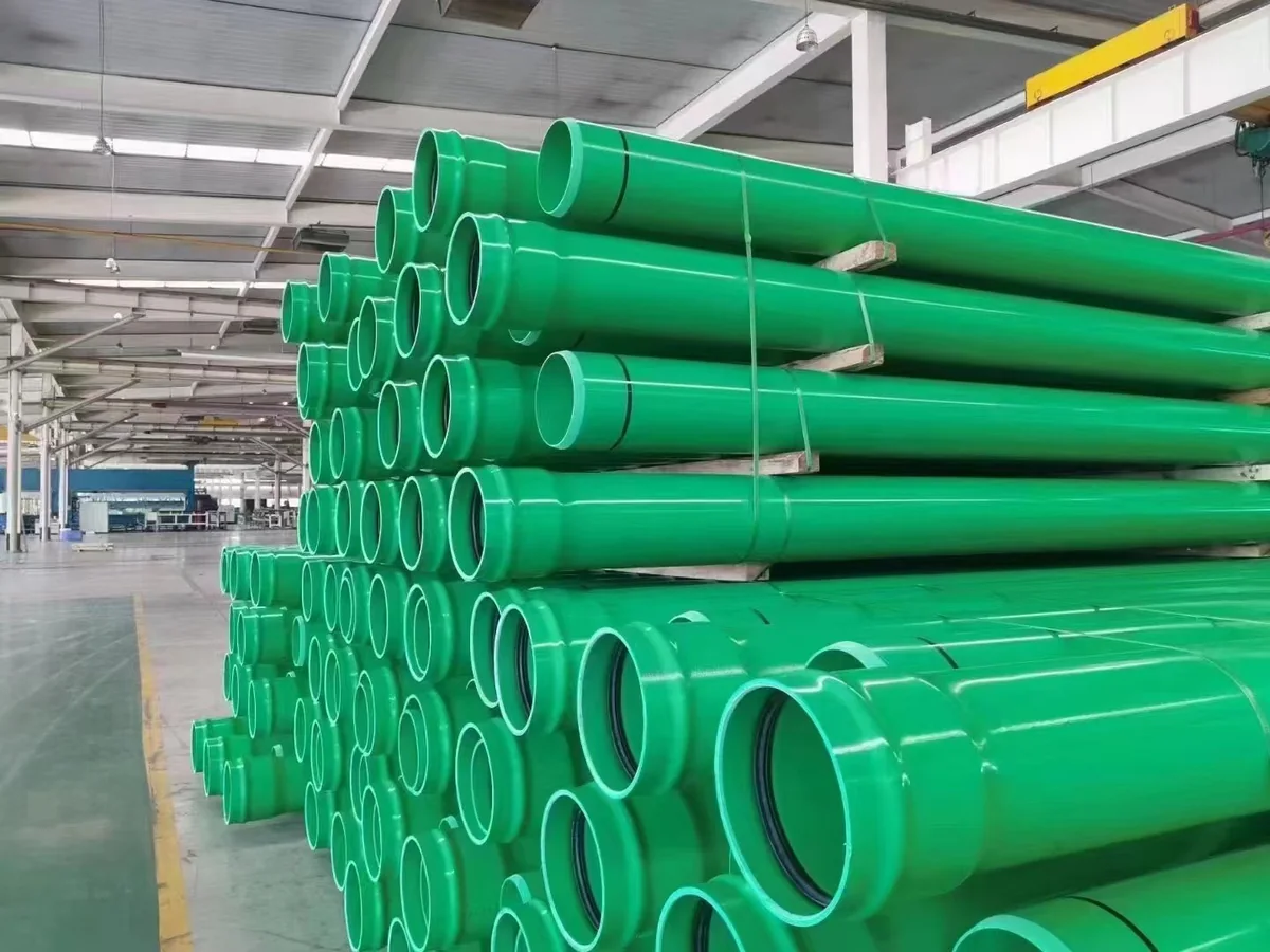 Green PVC water supply pipes produced by PVC water pipe making machine