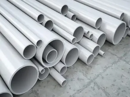 White PVC water pipe samples in different diameters