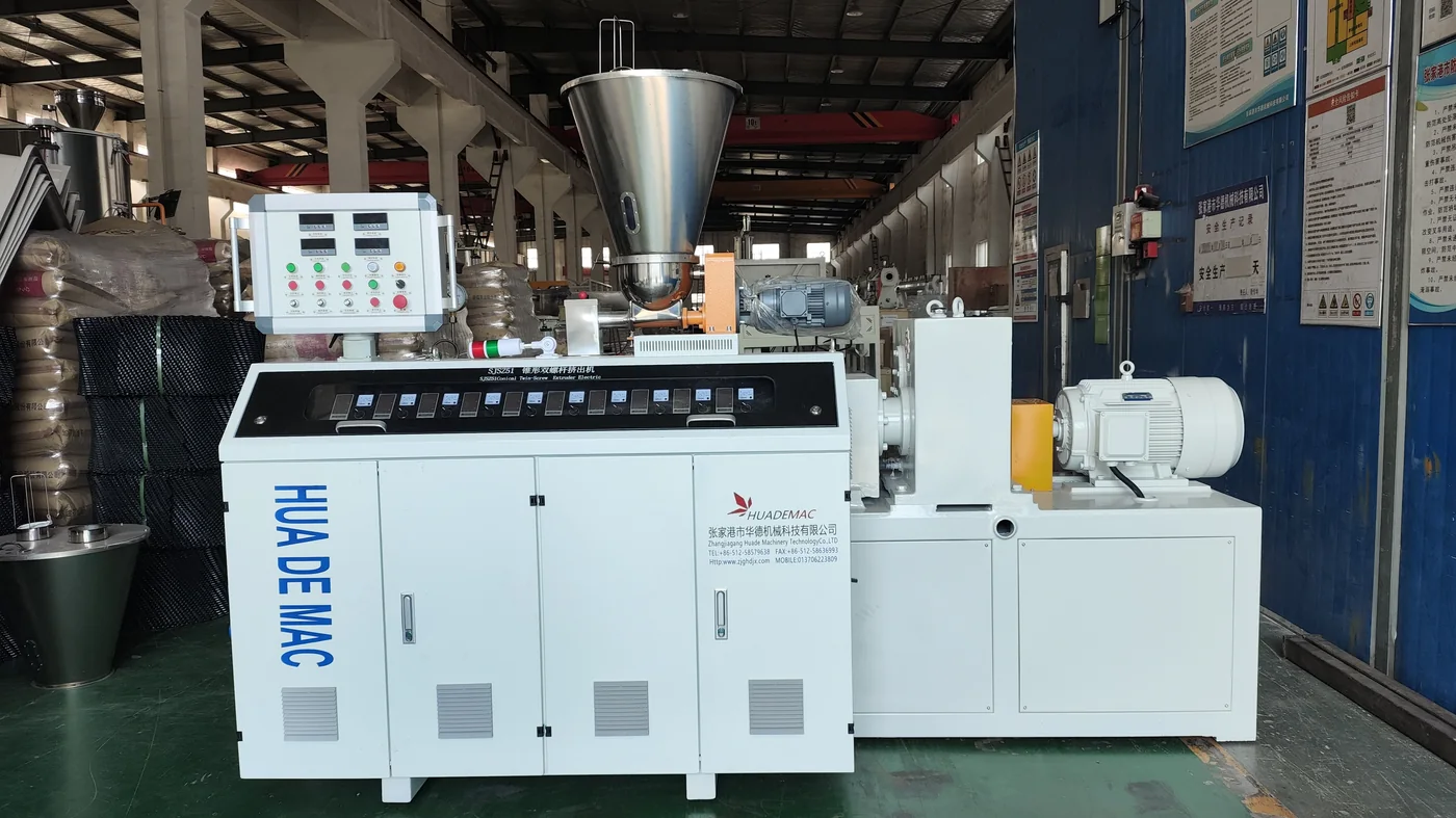 Horizontal PID twin screw extruder machine for PVC powder processing