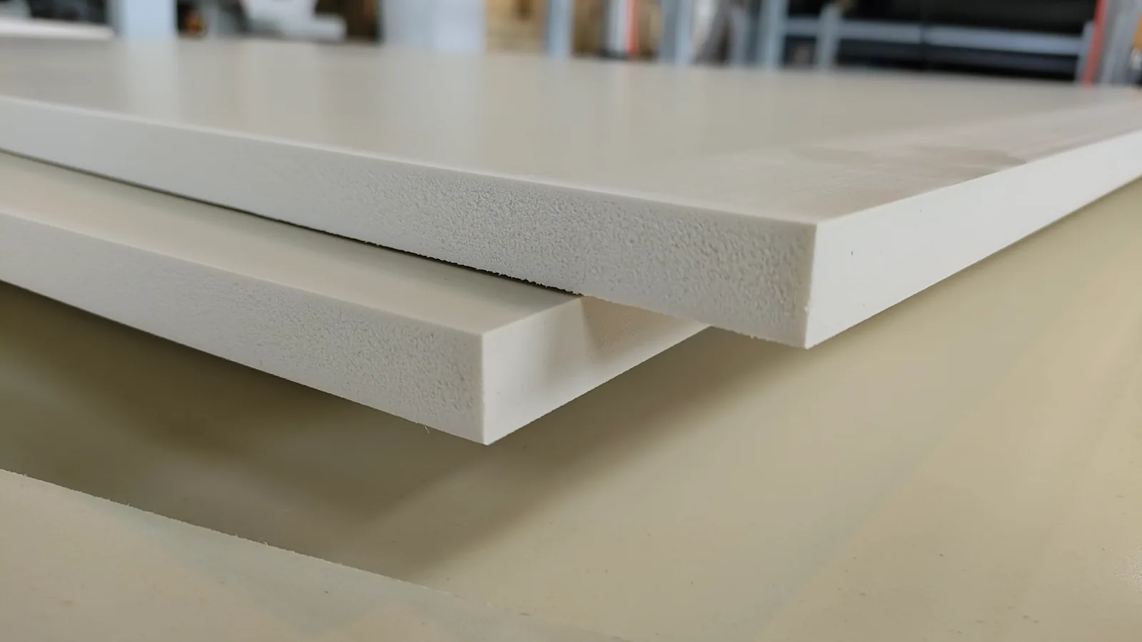 White PVC foam board sheet samples produced by foam board production line