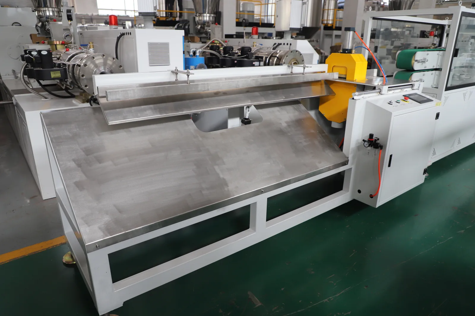 Cutter and stacker unit detail for LED tube production line